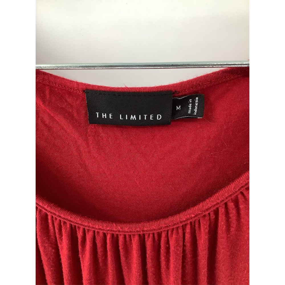 The Limited Red Flutter Cap Sleeve Scoop Neck Pleated Empire Waist Knit Top M